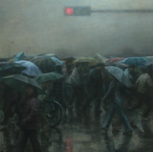 《红灯》布面油彩180X180CM-2004年