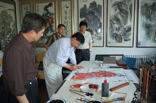 张宝瑞现场作画