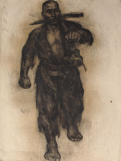《刘少奇与安源矿工》第二稿人物设计-素描-58×76cm-1961年