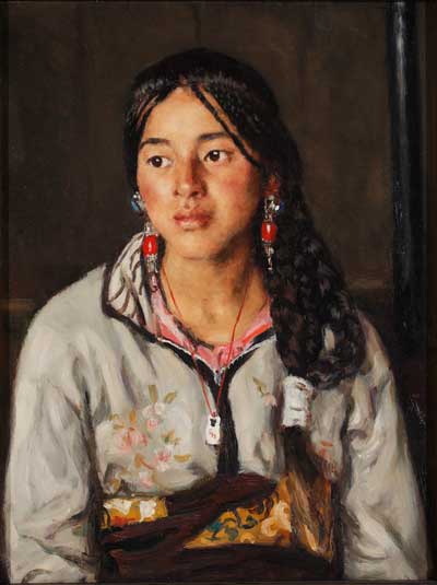 甘南藏女+布面油画杨飞云+61cmx46cm+2007