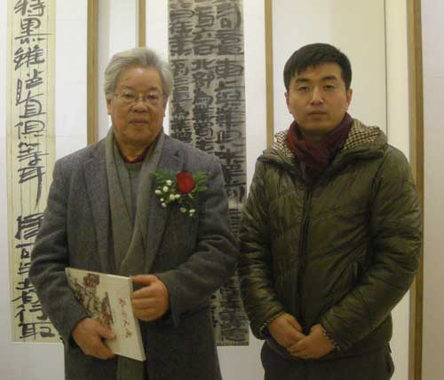 中国美术家协会理事、北京花鸟画研究会副会长张立辰和林少云合影